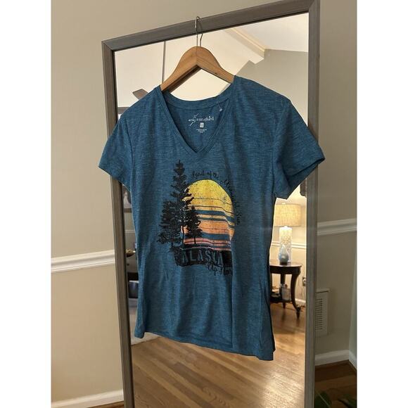 NWT Alaska Souvenir Travel AK Gift Adult Short Sleeve T Shirt sz xL Sunset - Picture 1 of 4